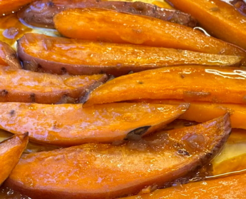 Savory Double Honey Sweet Potatoes