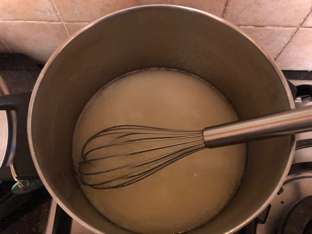 melting sugar, water and butter together