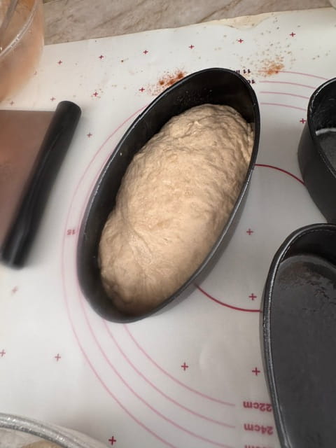 place the loaves into well greased pans