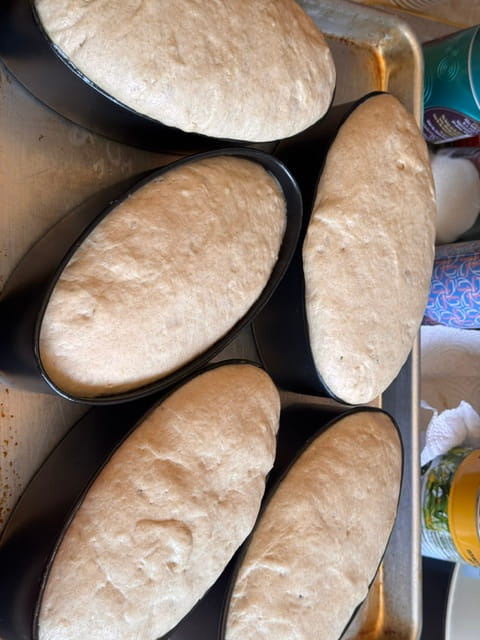 risen loaves of dough