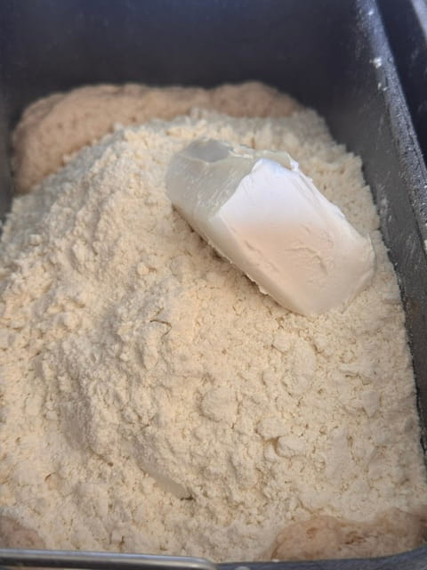 add flour, salt and softened margarine