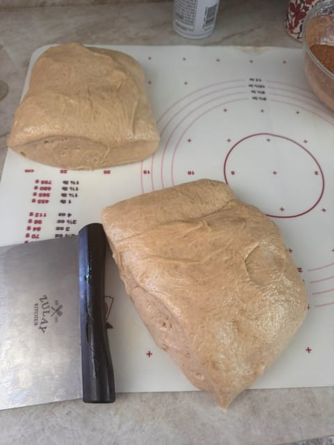 divide the dough in half