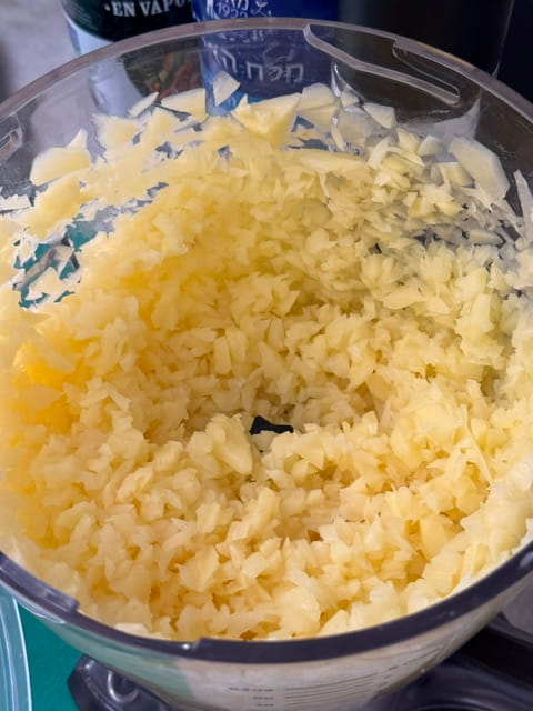 potatoes chopped into shards
