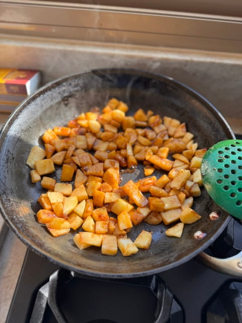 brown and cook down the apples