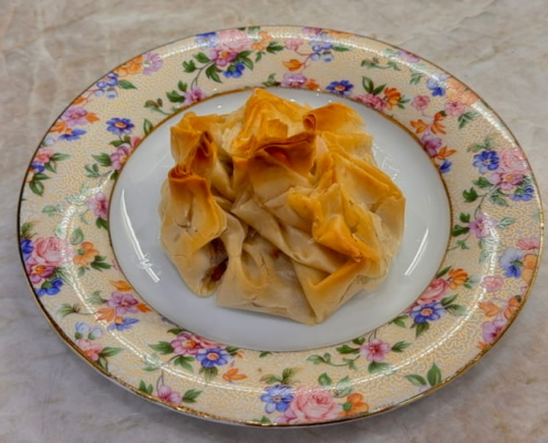 Potato and Caramelized Apple Beggar's Purses