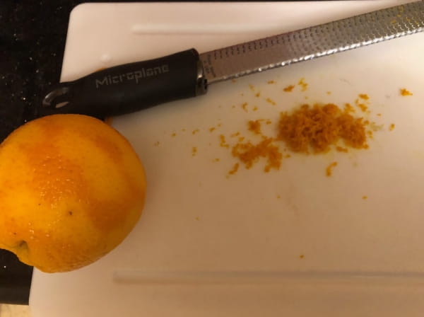 grated orange peel with microplane