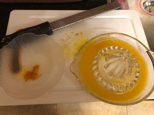 juiced orange and zest
