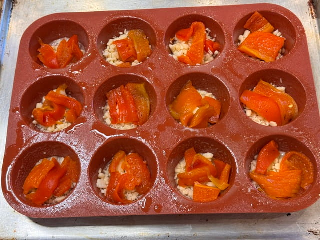 top cheese with roasted red peppers