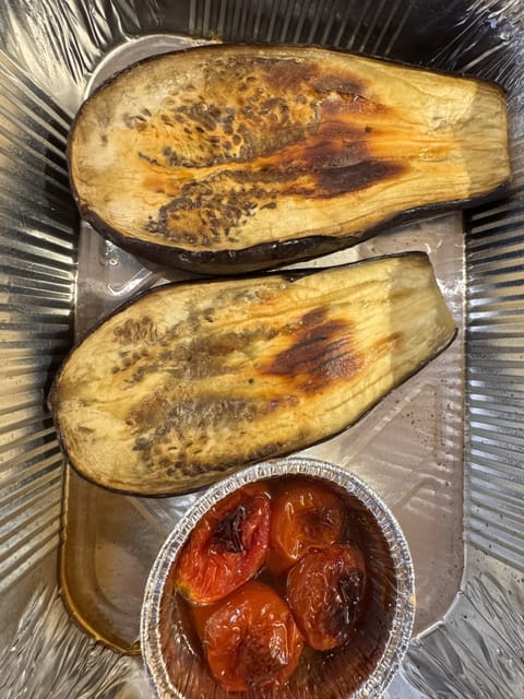 the roasted eggplant and tomato garlic confit